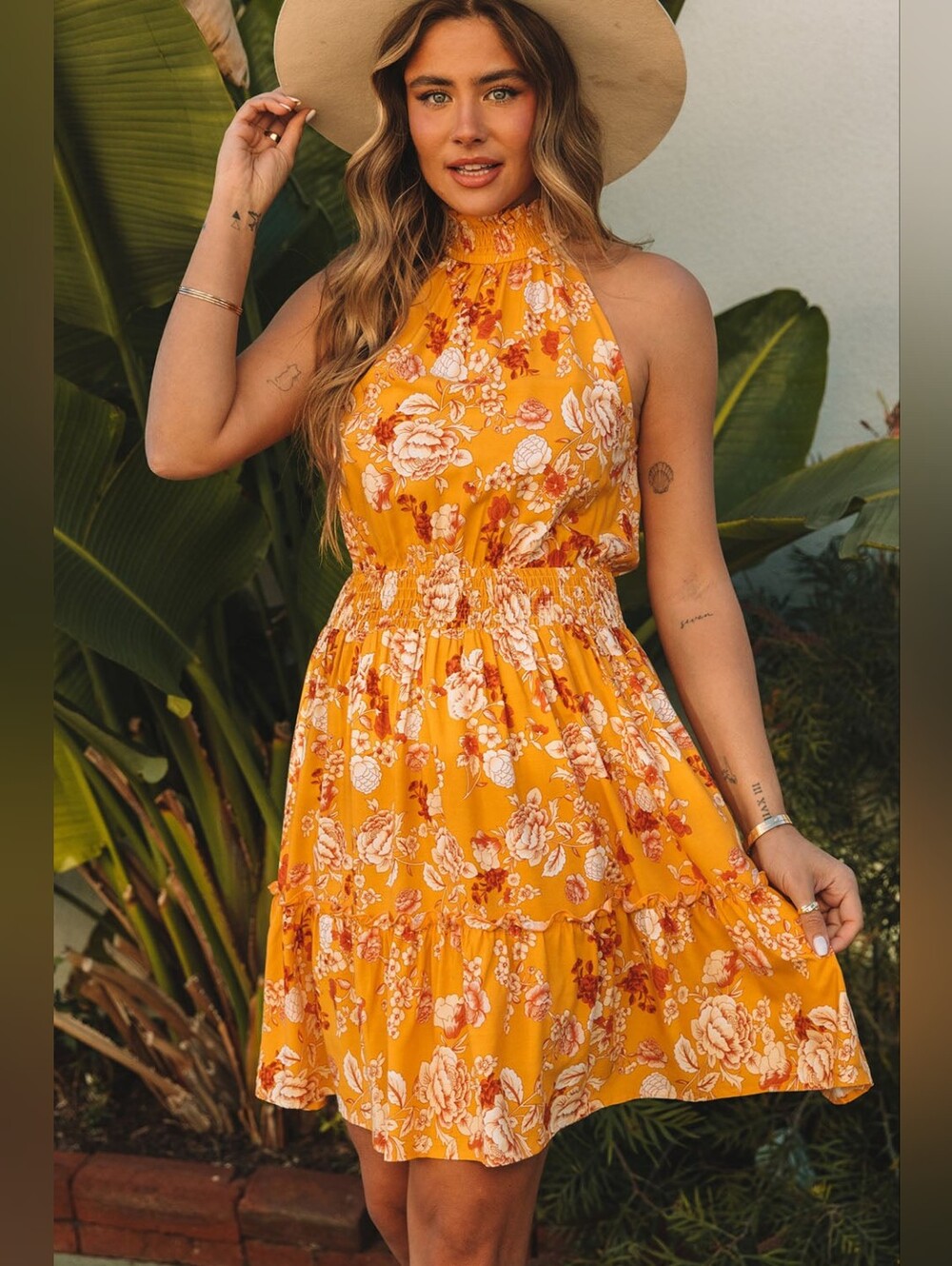 Floral Halter Neck Mini Dress